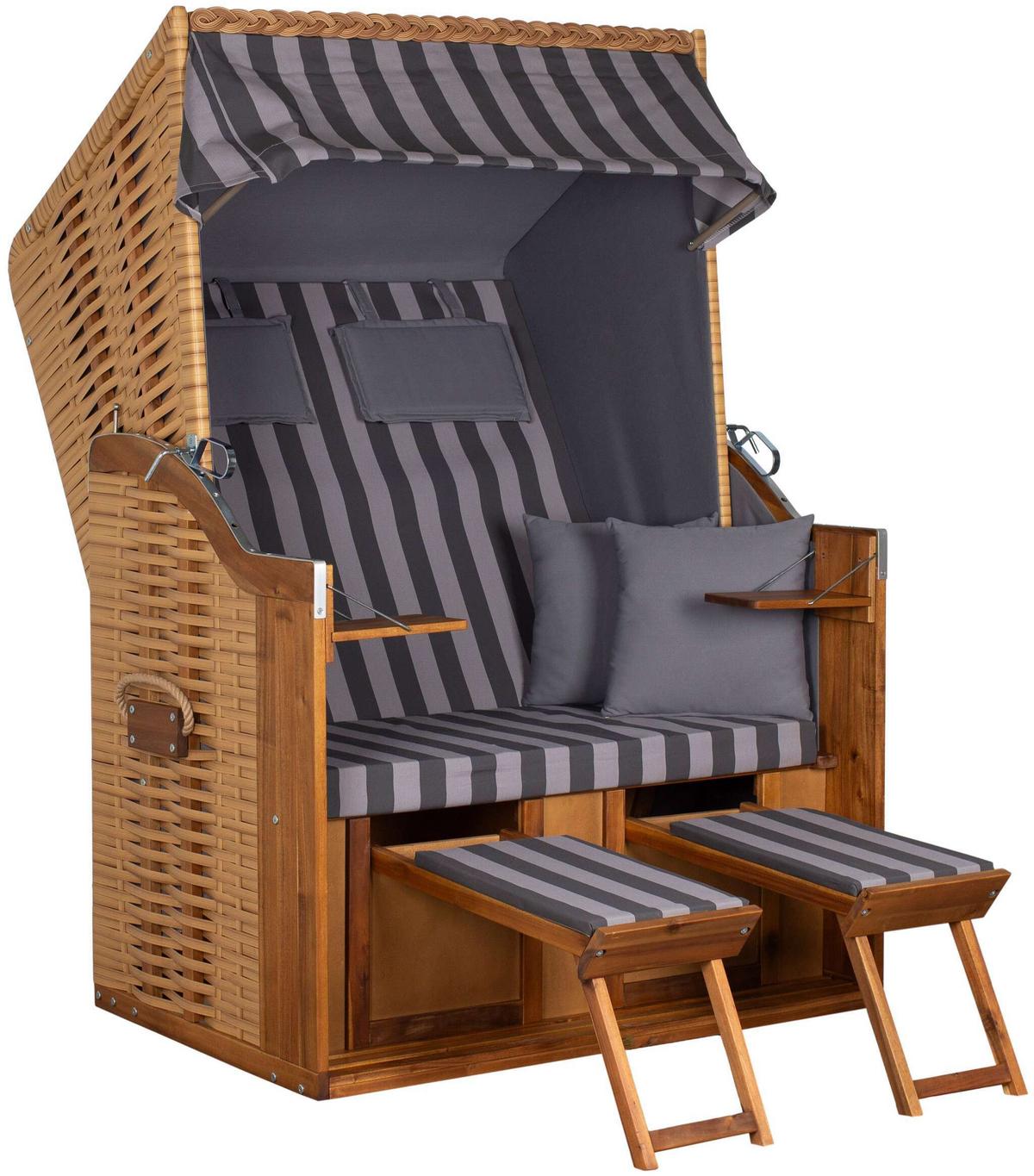 Strandkorb Trend 10 Natur - Naturfarben, LIFESTYLE, Holz/Textil (120/165/80cm)