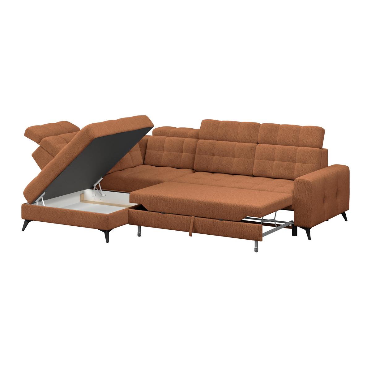 Ecksofa Barletta New Velours Terracotta, 228x289cm - Terracotta/Schwarz, ROMANTIK / LANDHAUS, Textil (228/289cm) - Luca Bessoni