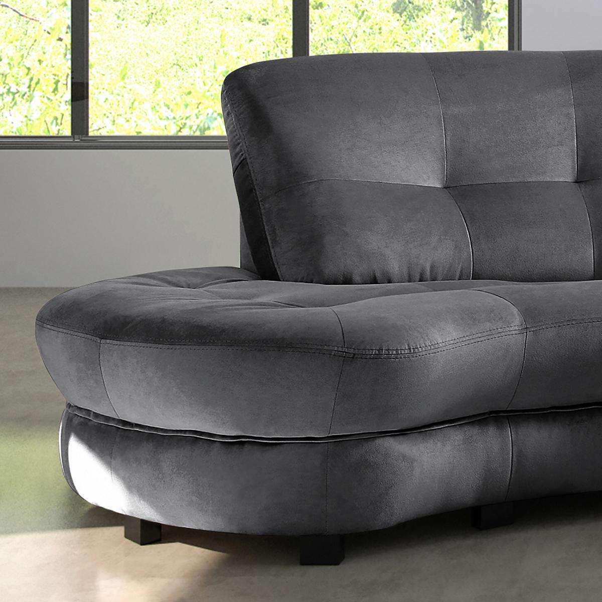 Ecksofa Bretania Anthrazit, S: 113x300 cm - Anthrazit/Schwarz, Design, Textil (113/300cm) - Livetastic
