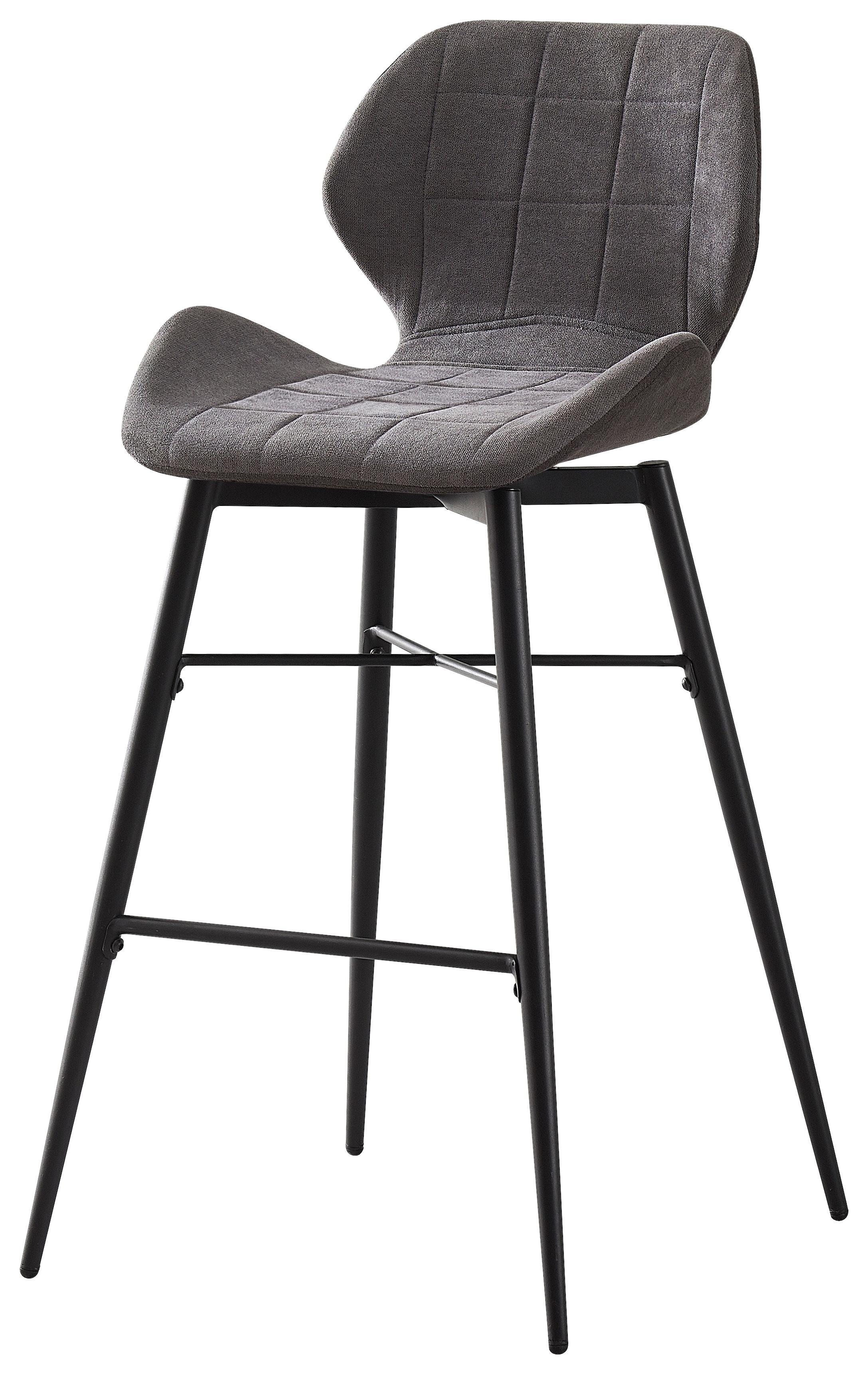 Barhocker mit Lehne Neapel Grau/ Schwarz - Dunkelgrau/Schwarz, MODERN, Textil/Metall (50/99,5/58cm)