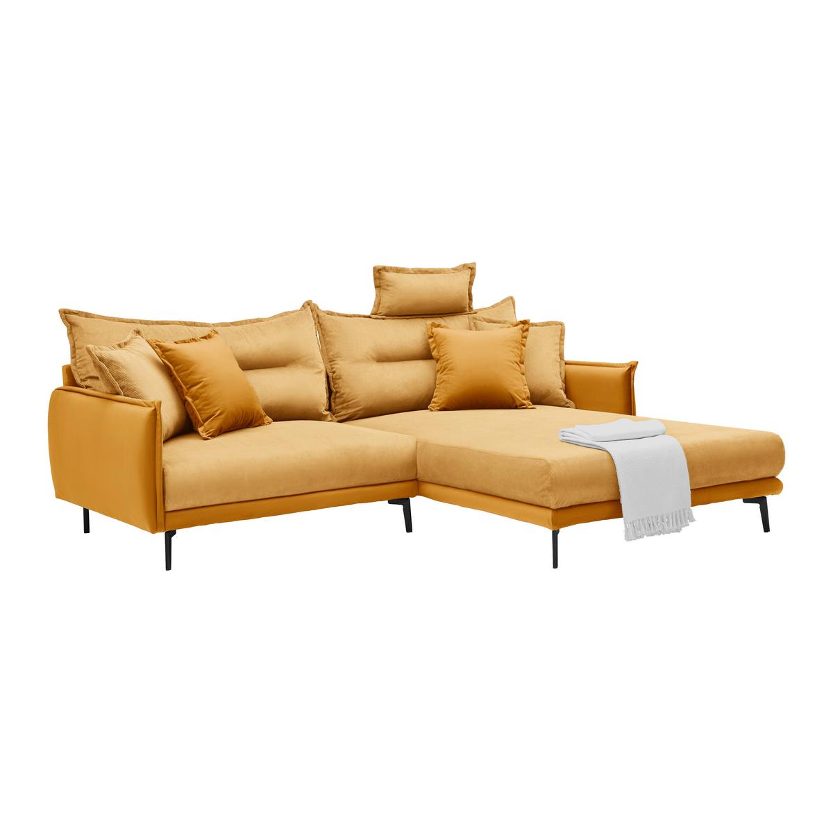 Rohová sedačka NUOVO, oboustranná, žlutá - černá/žlutá, Moderní, kov/textil (245/190cm) - Mömax