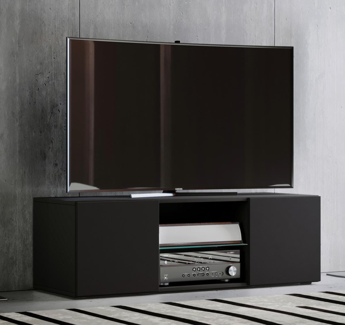 TV - skrinka Lowina š: 115 cm čierna - čierna, Konventionell, kompozitné drevo/plast (115/40/36cm) - MID.YOU
