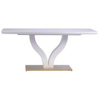 Kihúzható Étkezőasztal Jade - aranyszínű/magasfényű fehér, Konventionell, faalapú anyag/fém (140-180/76/90cm) - MID.YOU