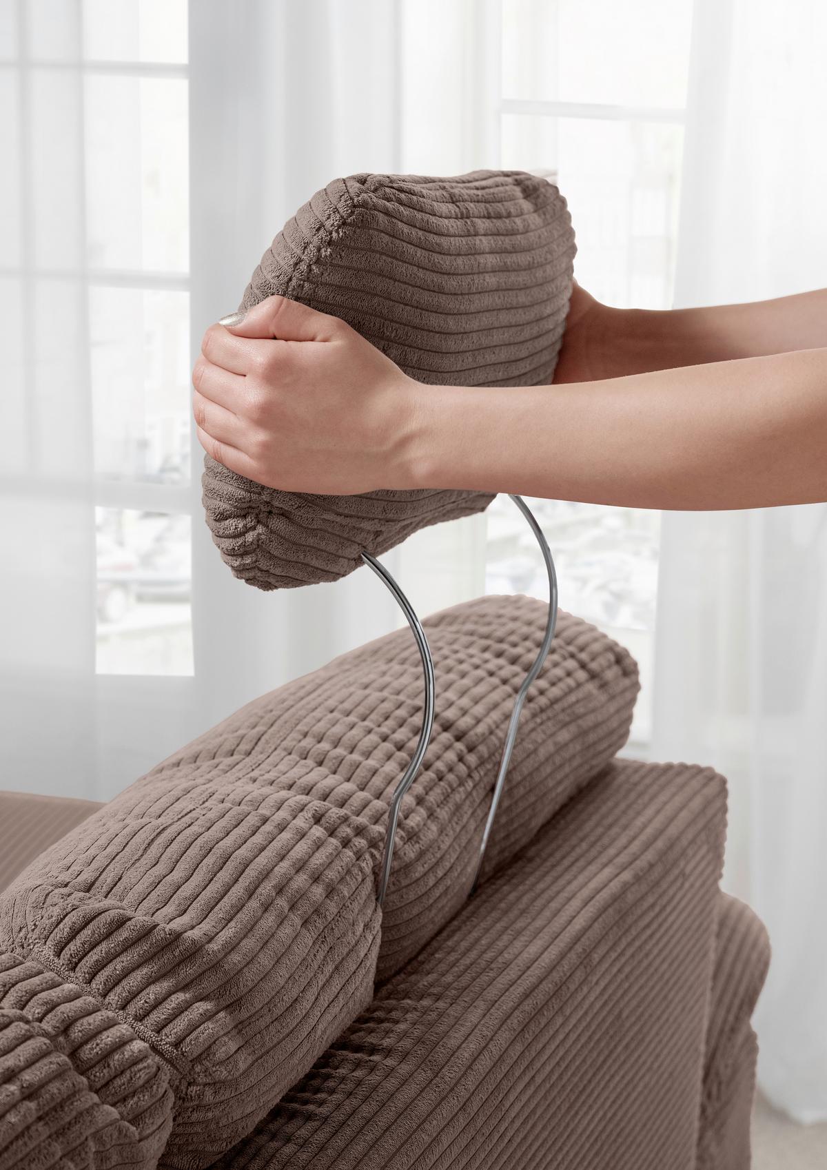 Wohnlandschaft Brizzini mit Schlaffunktion, Graubraun - Graubraun/Naturfarben, MODERN, Textil (206/338-352/176cm) - Livetastic