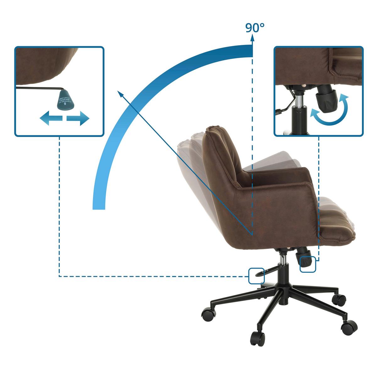 Drehstuhl Solao Life Dunkelbraun B: 54 cm - Dunkelbraun/Schwarz, MODERN, Kunststoff/Textil (54/85/70cm) - MID.YOU