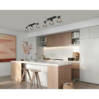 STROPNÉ SVIETIDLO KOMOL - priehľadné/čierna, Modern, kov/sklo (66/13/22cm) - Modern Living