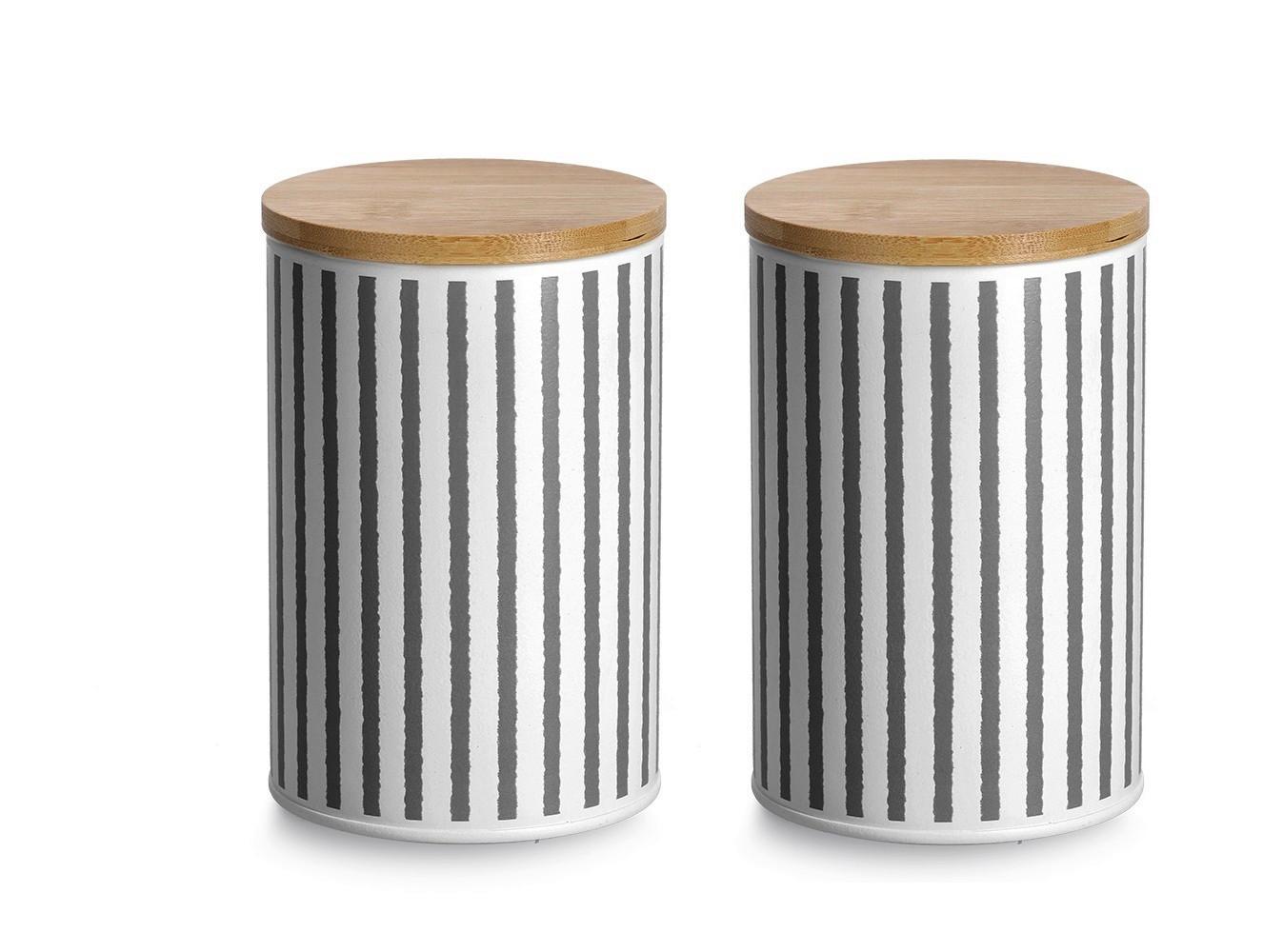 VORRATSDOSENSET Ø/H: ca. 11x17 cm - Schwarz/Weiß, Basics, Metall (10,5/16,5cm) - Zeller Present