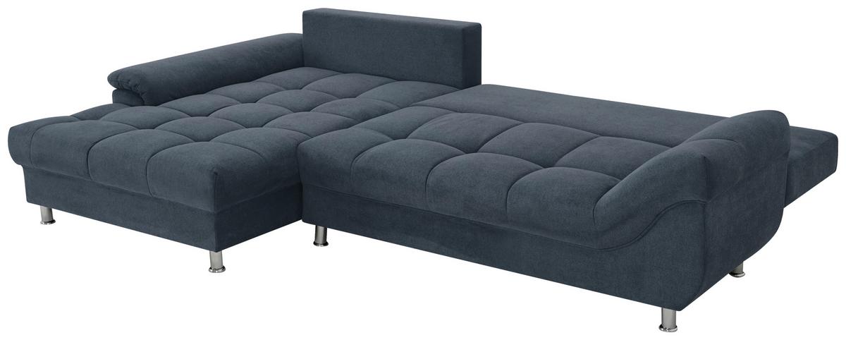 Rohová sedačka ERICE, levá, modrá - modrá/barvy chromu, Design, textil/plast (198/312cm)