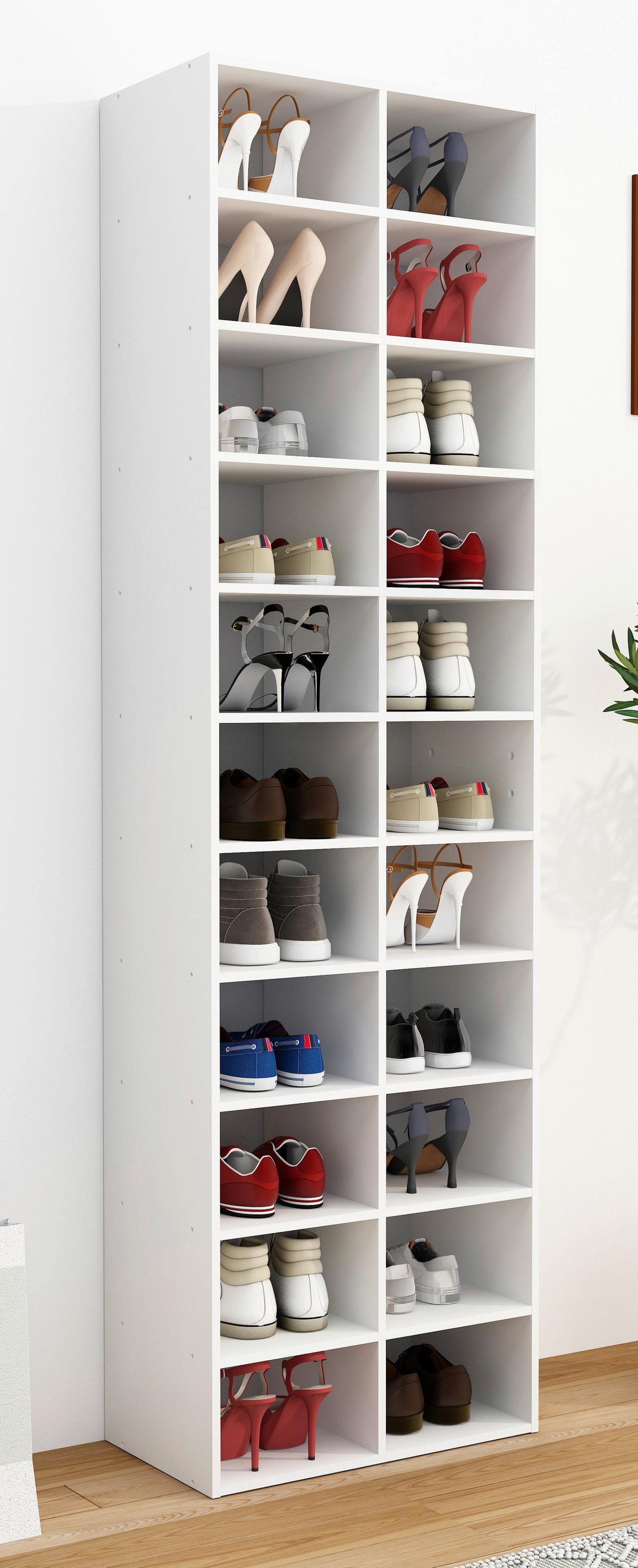 Schuhregal Weiß, 52 Cm - Weiß, Design, Holzwerkstoff (52/183/30cm) - MID.YOU