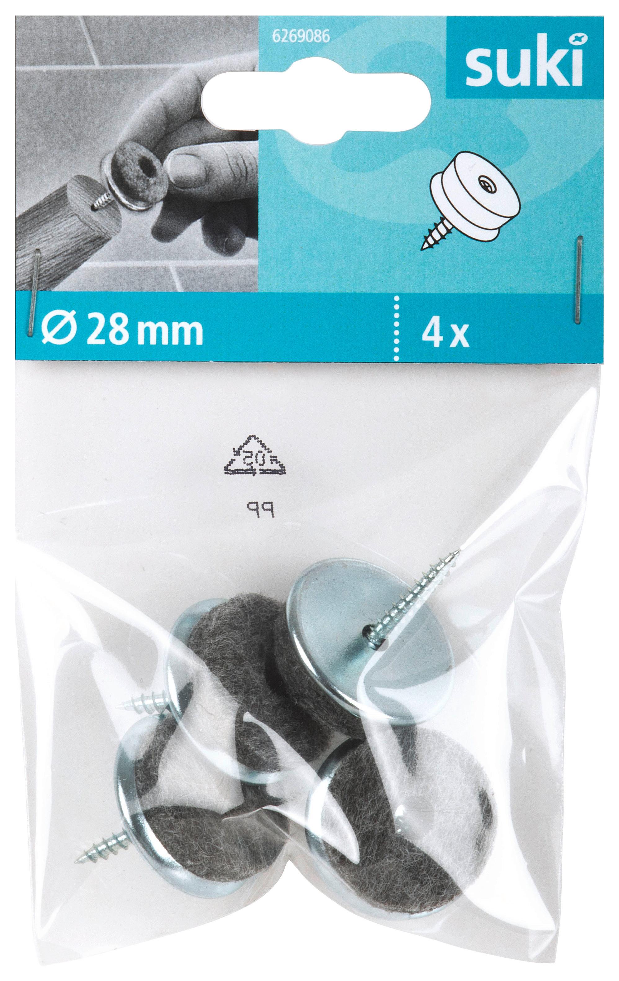 Filzgleiter Ø 28 mm 4 Stk. Silberfarben Dämpfend - Silberfarben, Kunststoff/Metall (2,8cm) - Suki
