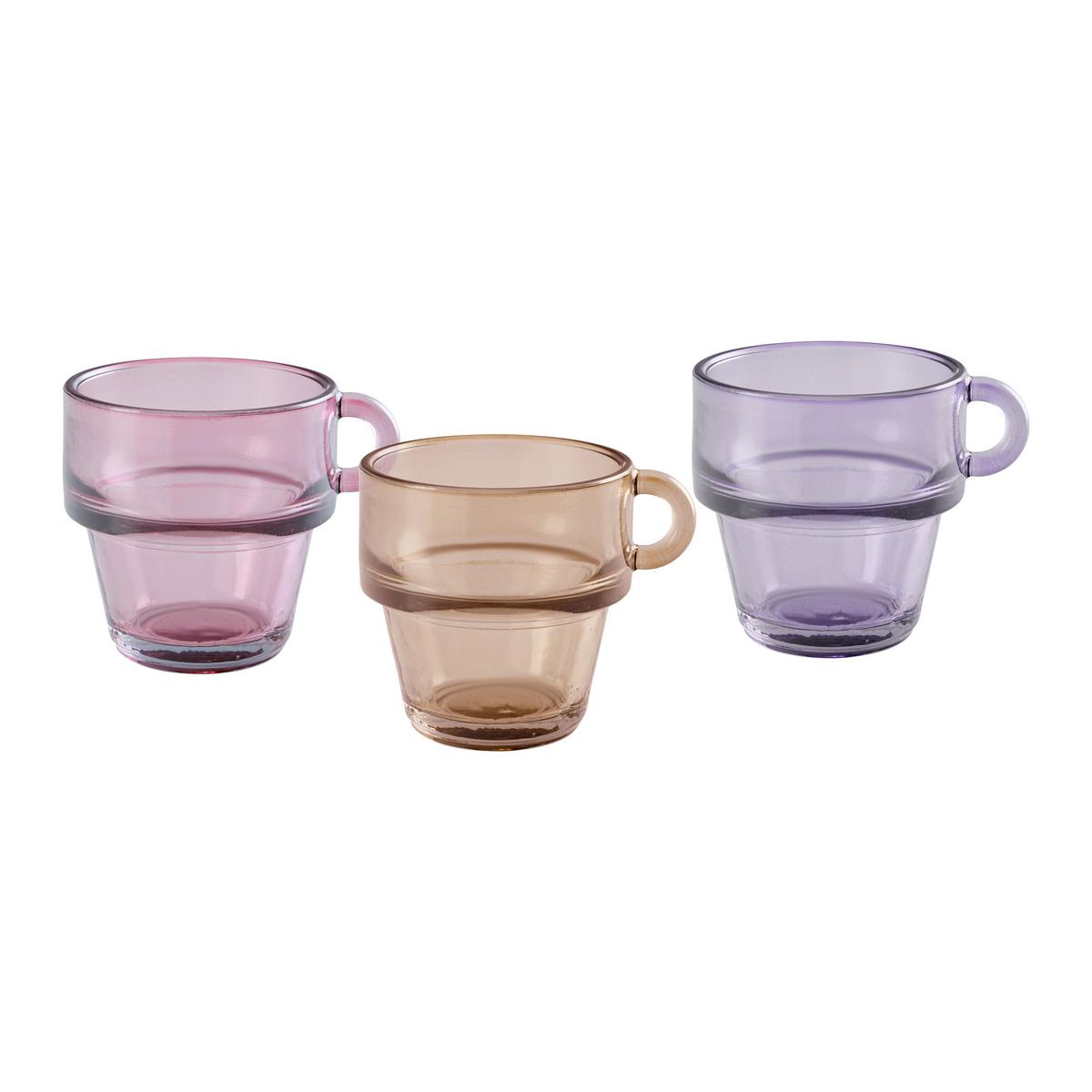 Sada pohárov na espresso RIA - lila/svetlohnedá, Konventionell, sklo (8/6.5cm)