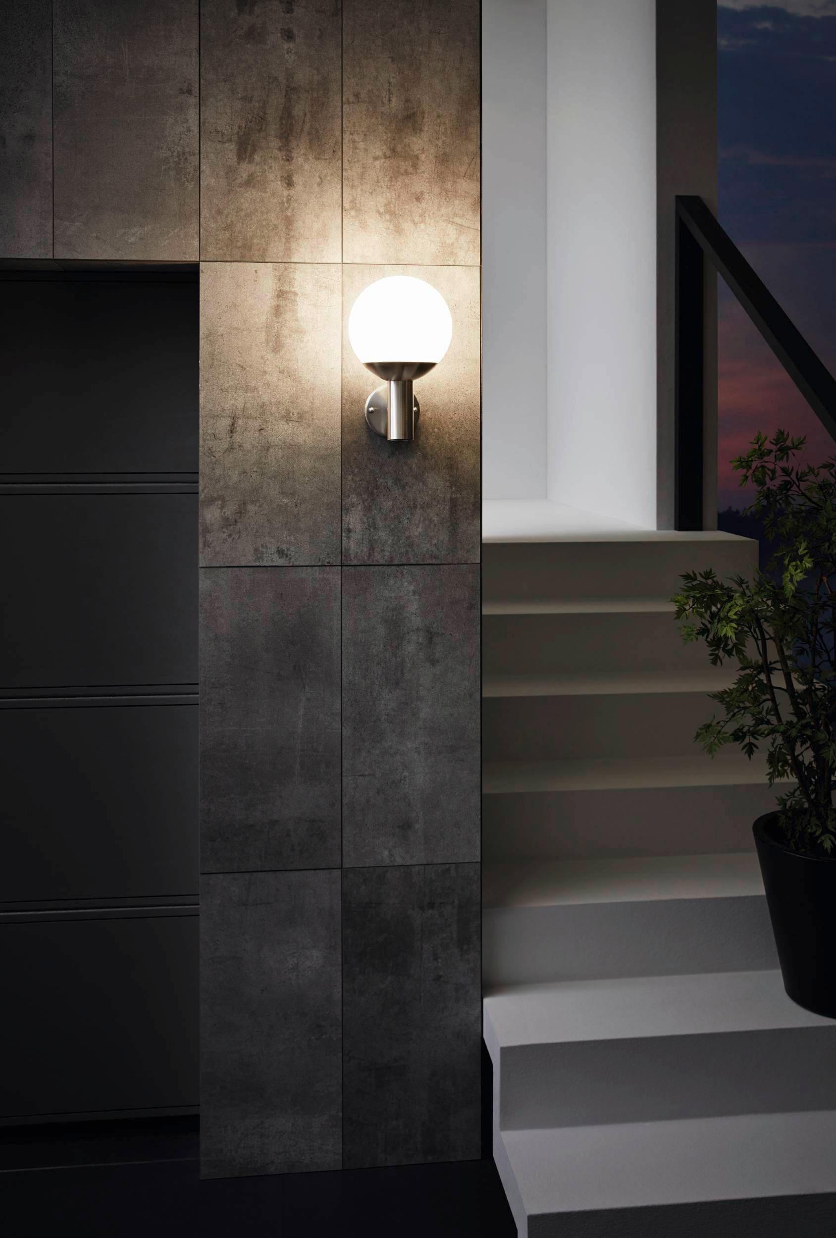 Außenwandleuchte Nisia-Z 9w Metall Kunststoff, Wandmontage - Edelstahlfarben/Weiß, KONVENTIONELL, Kunststoff/Metall (20/31,5cm) - Eglo