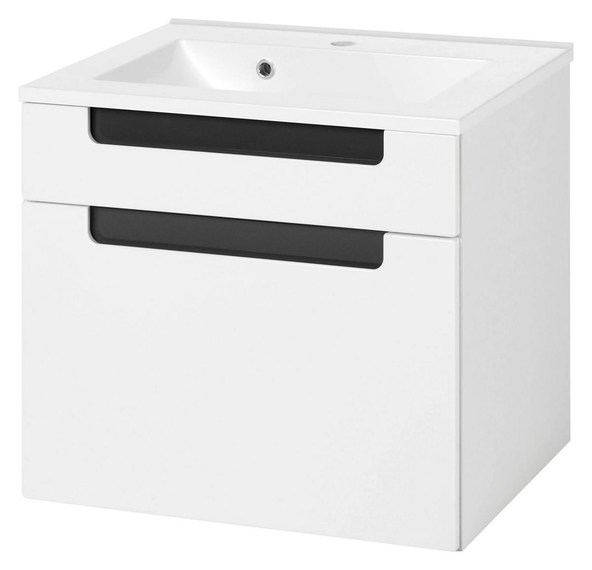 Badmöbel-set 3-tlg. Inkl. Led Siena B: 60cm, Weiß+anthrazit - Anthrazit/Weiß, MODERN, Holzwerkstoff/Stein (60cm) - Held