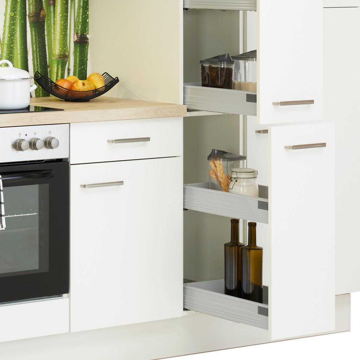 Küchenzeile Ip1200 Mit Geräten B: 310 Cm Weiß/eiche Dekor - Eichefarben/Weiß, Basics, Holzwerkstoff (310cm)