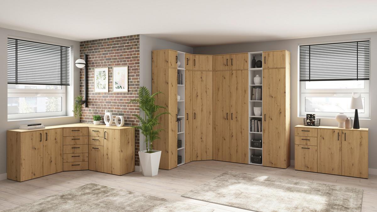 Kommode 120cm Multi Cabinet Eiche Artisan - Anthrazit/Eiche Artisan, MODERN, Holzwerkstoff (120/83/40cm)