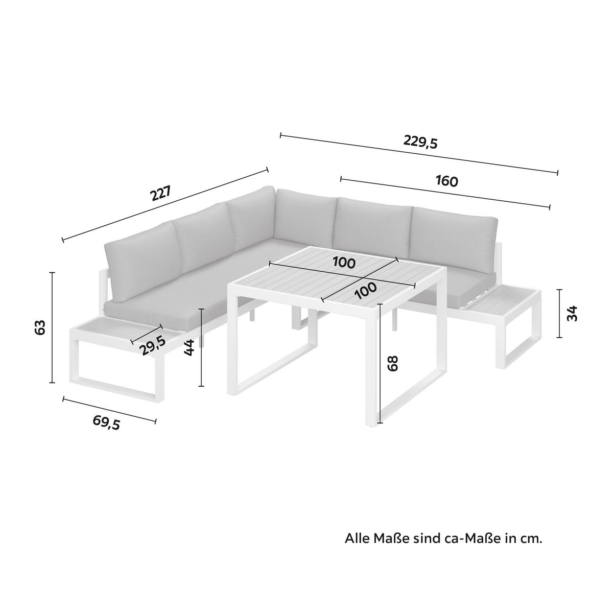 JEDÁLENSKÁ TERASOVÁ SÚPRAVA VENEYA - sivá/prírodná farba, Modern, kov/textil - Bessagi Garden