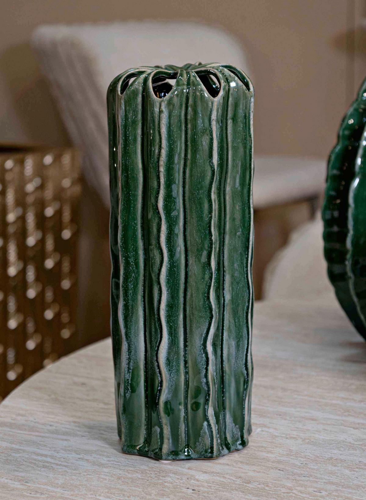 Vase Tall Cactus Pot Grün B: 12 cm - Grün, Basics, Keramik (12/31,5/12cm)