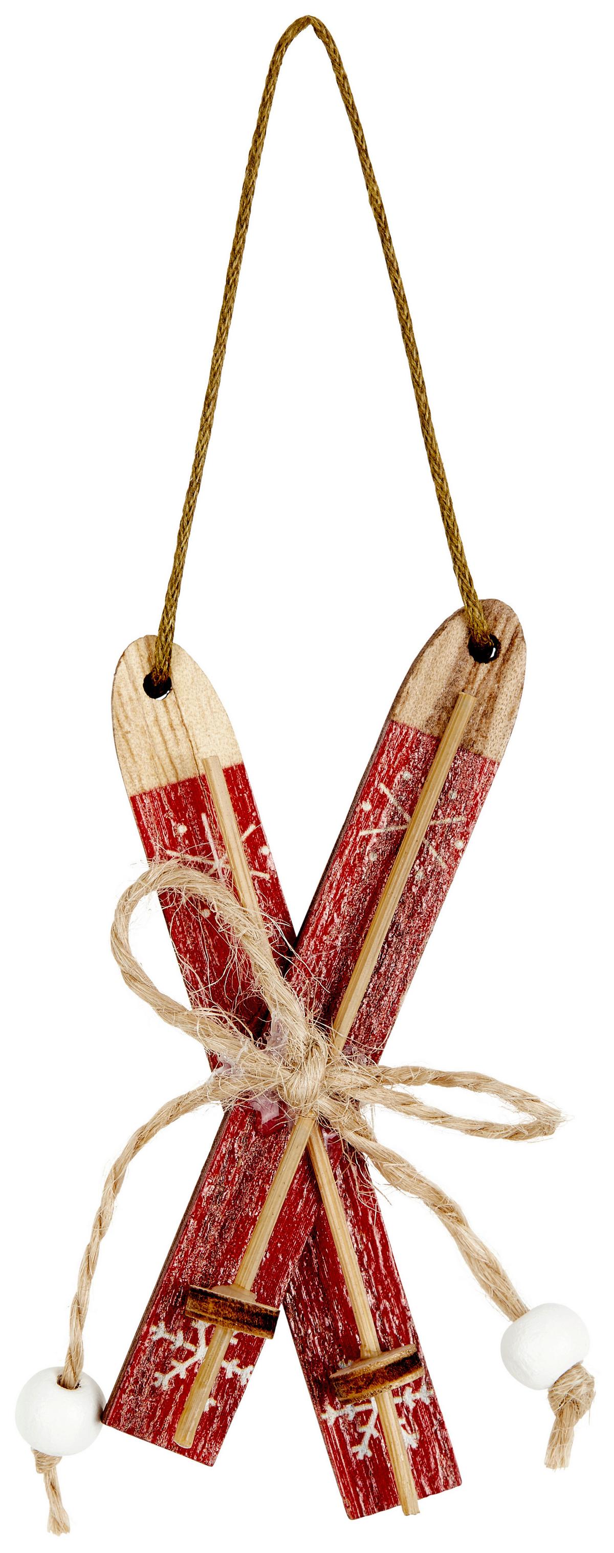 Függődísz Kétféle - natúr színű/piros, Basics, faalapú anyag (0,2/8/11cm)