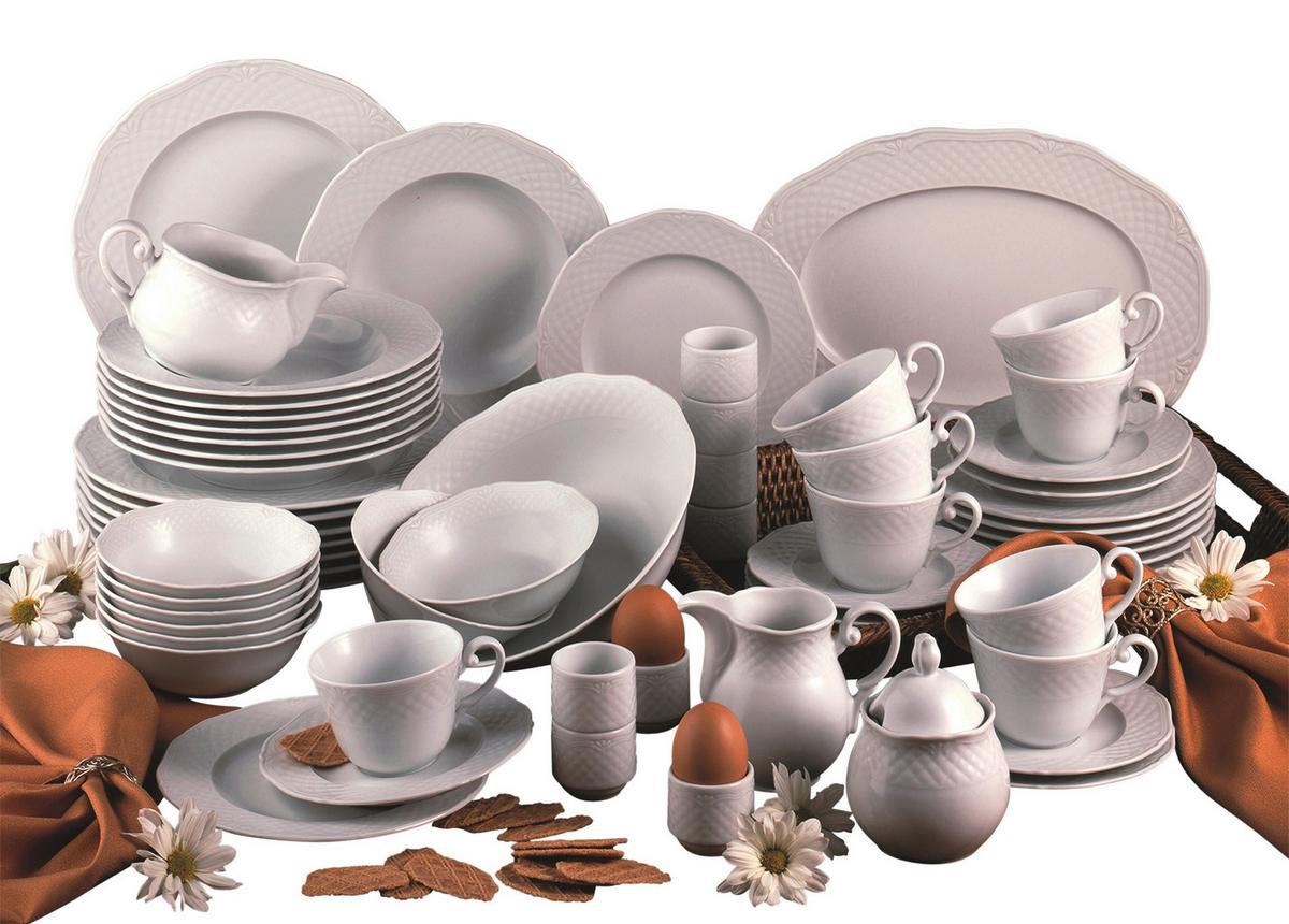 Kombinovaná souprava Arianne, 61 dílný pro 8 osob - bílá, Basics, keramika (59/40/32cm) - Creatable