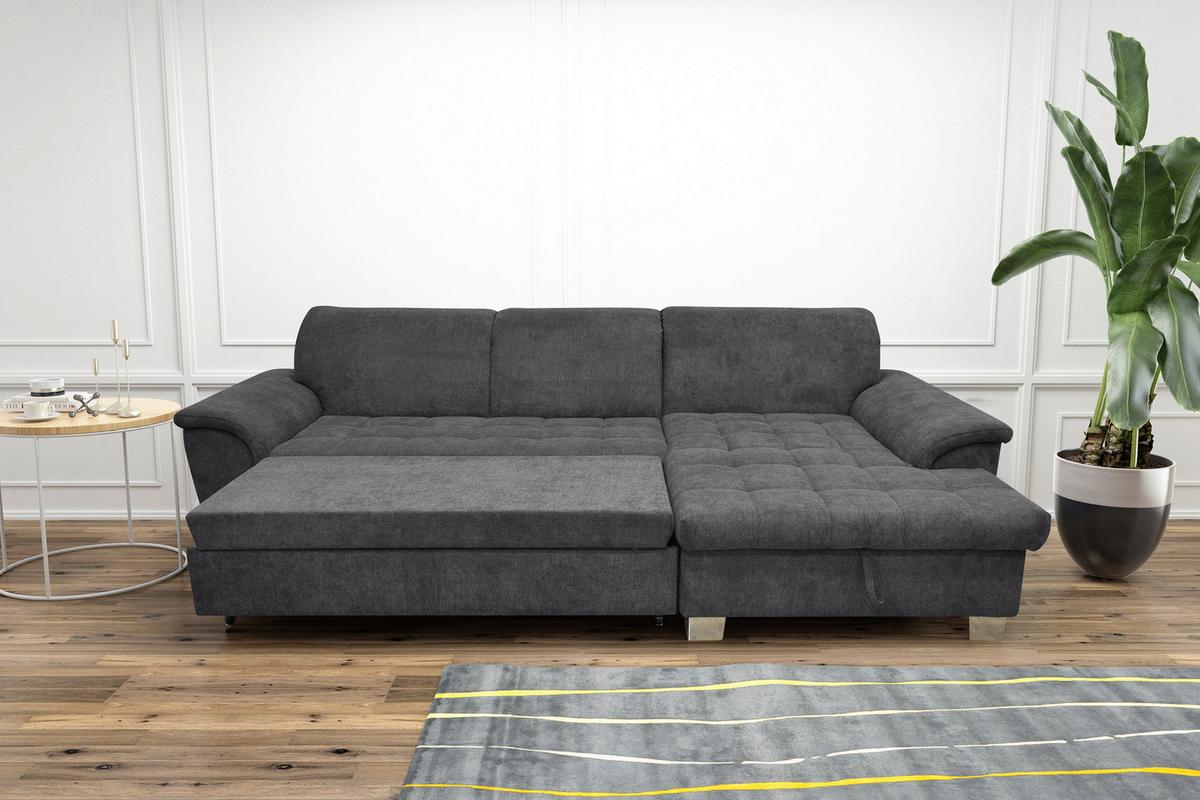 Ecksofa Mit Schlaffunktion Franzi Dunkelgrau - Eichefarben/Dunkelgrau, KONVENTIONELL, Textil (279/170cm) - MID.YOU