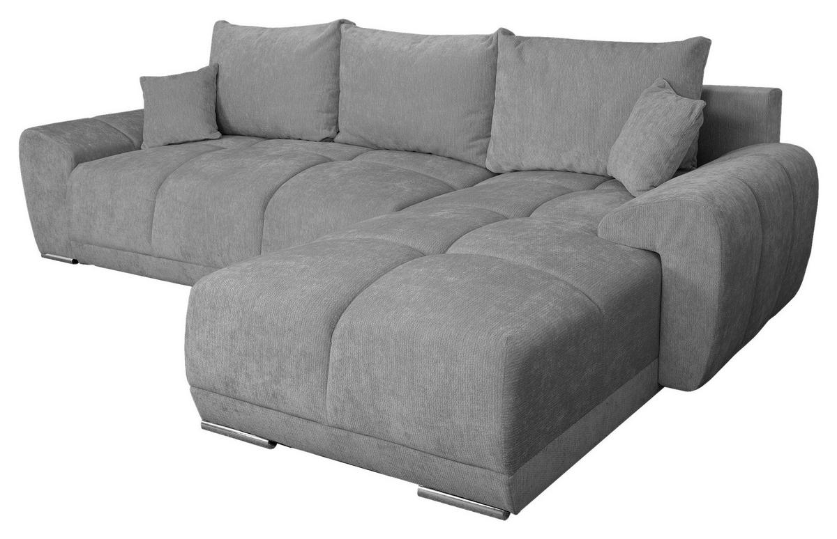ECKSCHLAFSOFA Ramon, Dunkelgrau S: 296x182cm - Chromfarben/Dunkelgrau, Trend, Textil (296/182cm)