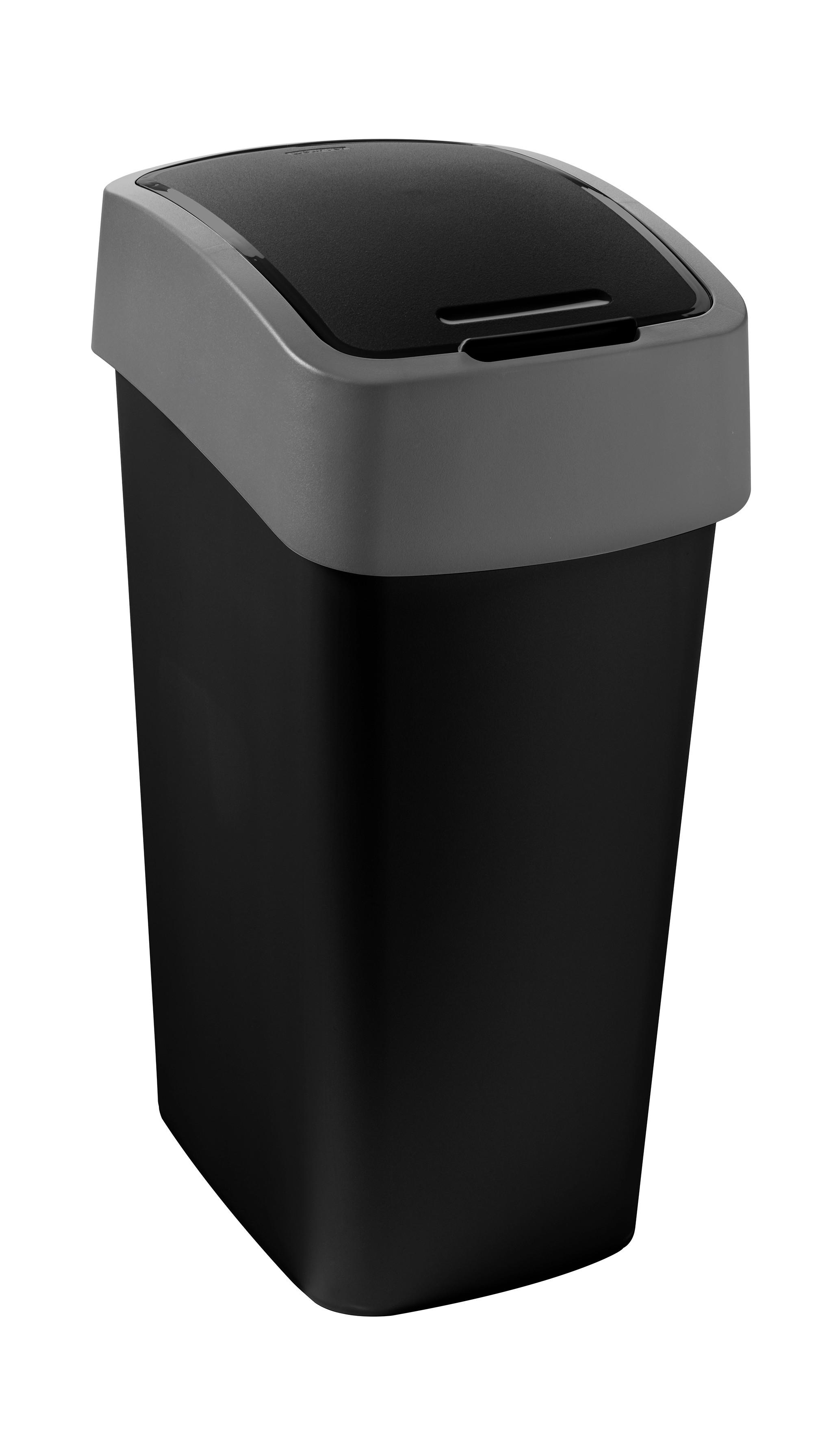 Billenőfedeles Szemetesvödör 45 Liter - fekete, műanyag (29.4/65.3/37.6cm)