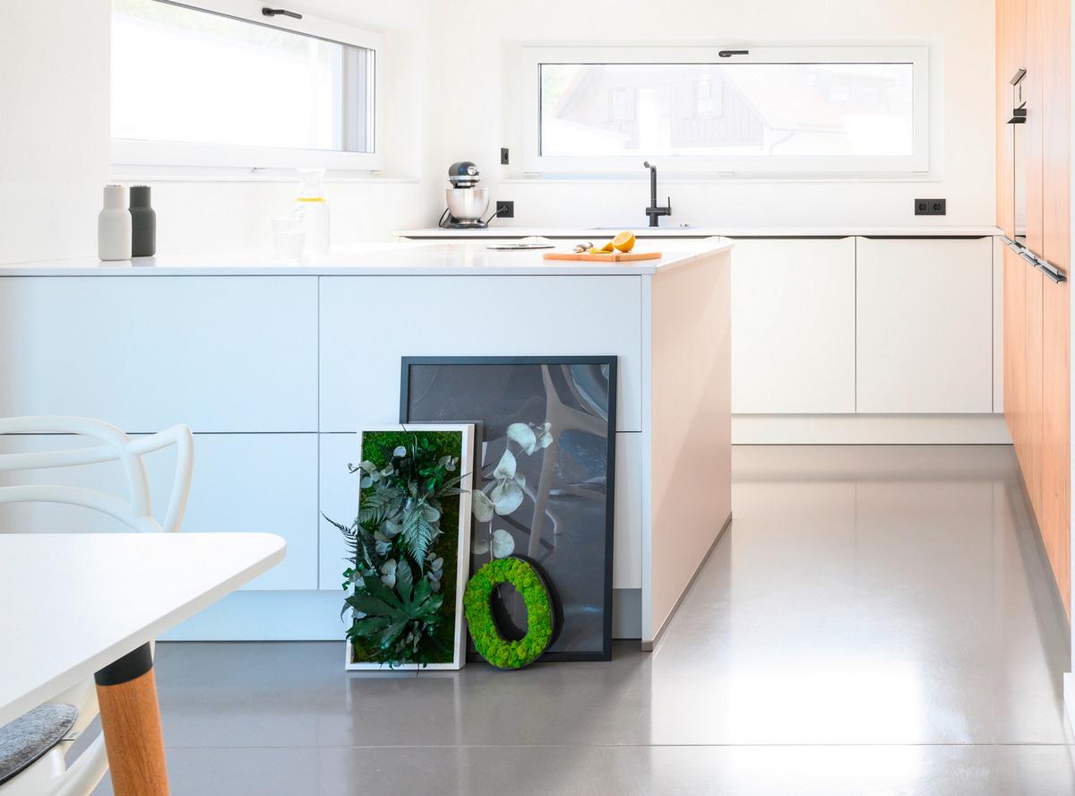 Moosbild Moos Grün B: 57 cm - Weiß/Grün, Basics, Naturmaterialien/Holz (57/27/15-17cm)