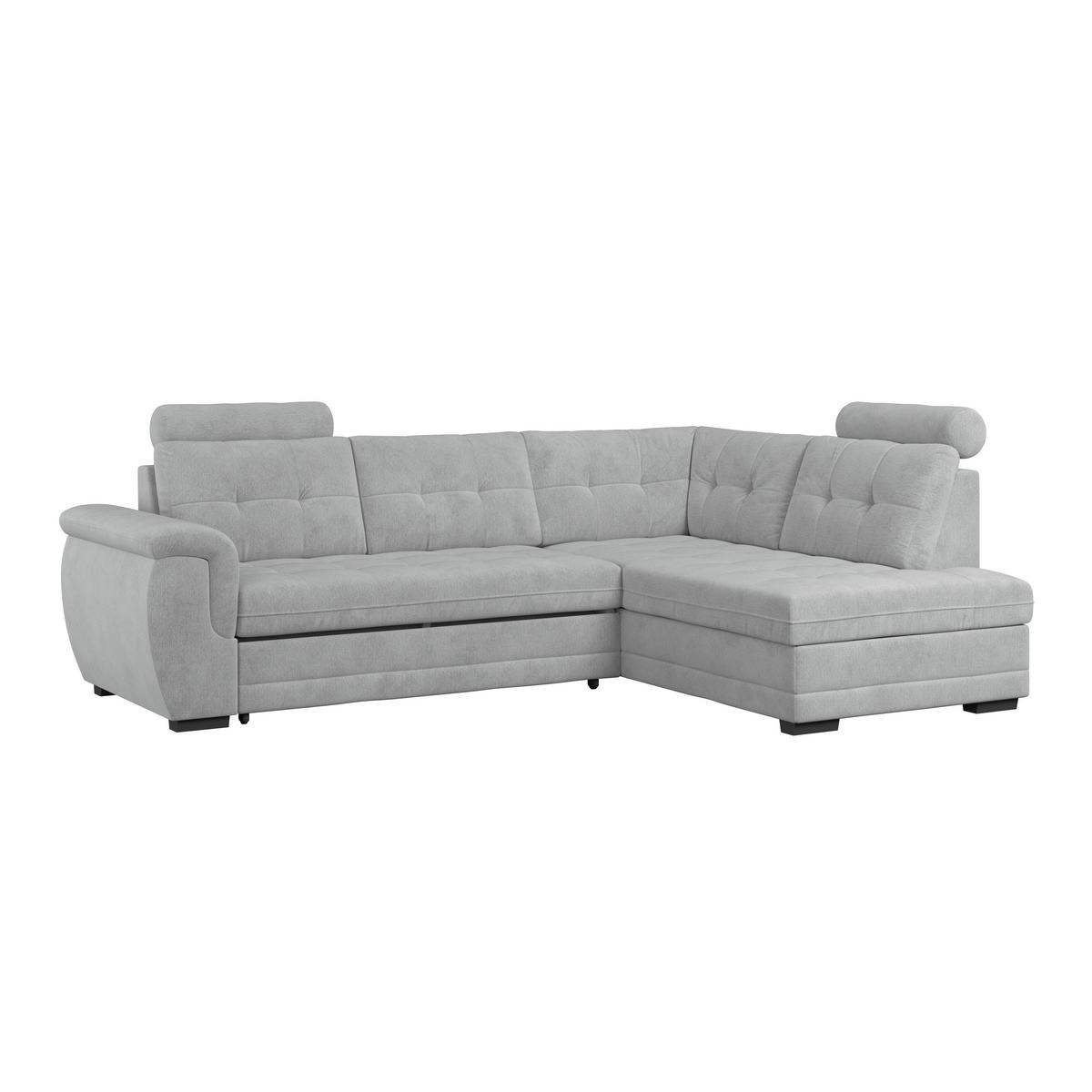 Ecksofa mit Schlaffunktion Falco new hellgrau 251x183 cm - Hellgrau/Schwarz, KONVENTIONELL, Textil (251/183cm) - Ondega