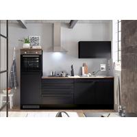 Küchenzeile Jazz mit Geräte B: 260 cm Schwarz/Eiche Dekor - Eichefarben/Schwarz, LIFESTYLE, Holzwerkstoff (260cm) - MID.YOU