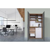 Schrankküche mit Kühlschrank + Kochfeld 104 cm Grau - Edelstahlfarben/Eichefarben, KONVENTIONELL, Holzwerkstoff/Metall (104/193/67cm) - Respekta