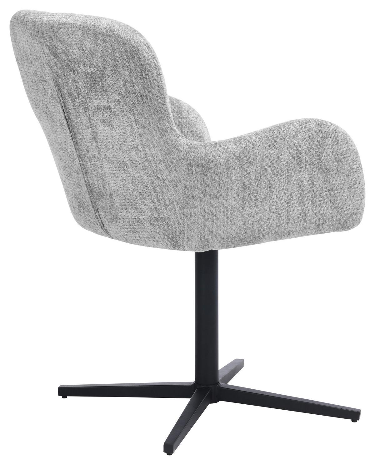 Armlehnstuhl Amber Chenille Grau, B: 56 cm - Schwarz/Grau, MODERN, Holz/Textil (57/85/63cm) - Livetastic