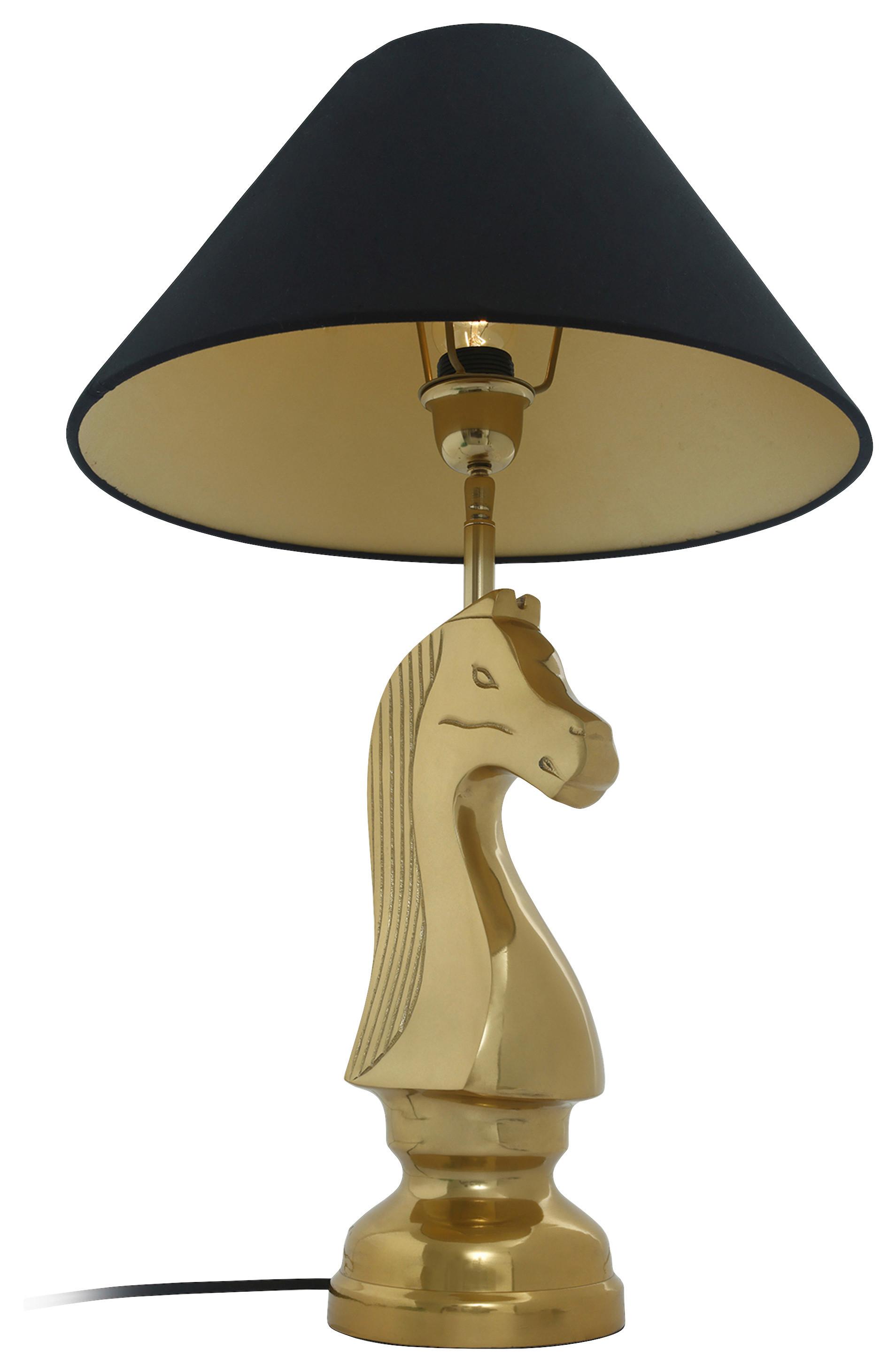 Tischleuchte Shah 100 Schwarz/Goldfarben B: 14 cm - Goldfarben/Schwarz, Basics, Textil/Metall (40/14/62cm) - Kayoom