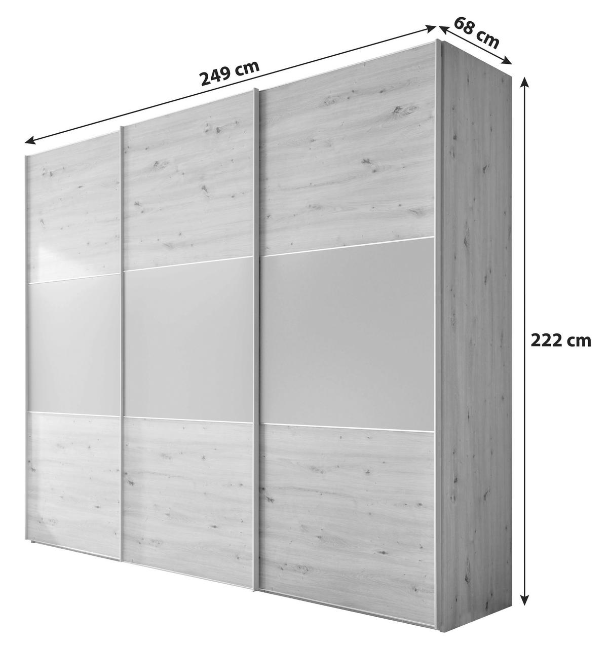 Schwebetürenschrank B: 249 Cm Includo, Artisan Eiche/weiß - Weiß/Eiche Artisan, Design (249/222/68cm) - MID.YOU