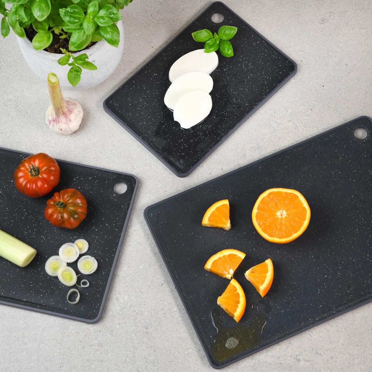 Schneidebrett-Set Schwarz 3-teilig - Schwarz, Basics, Kunststoff - Kesper