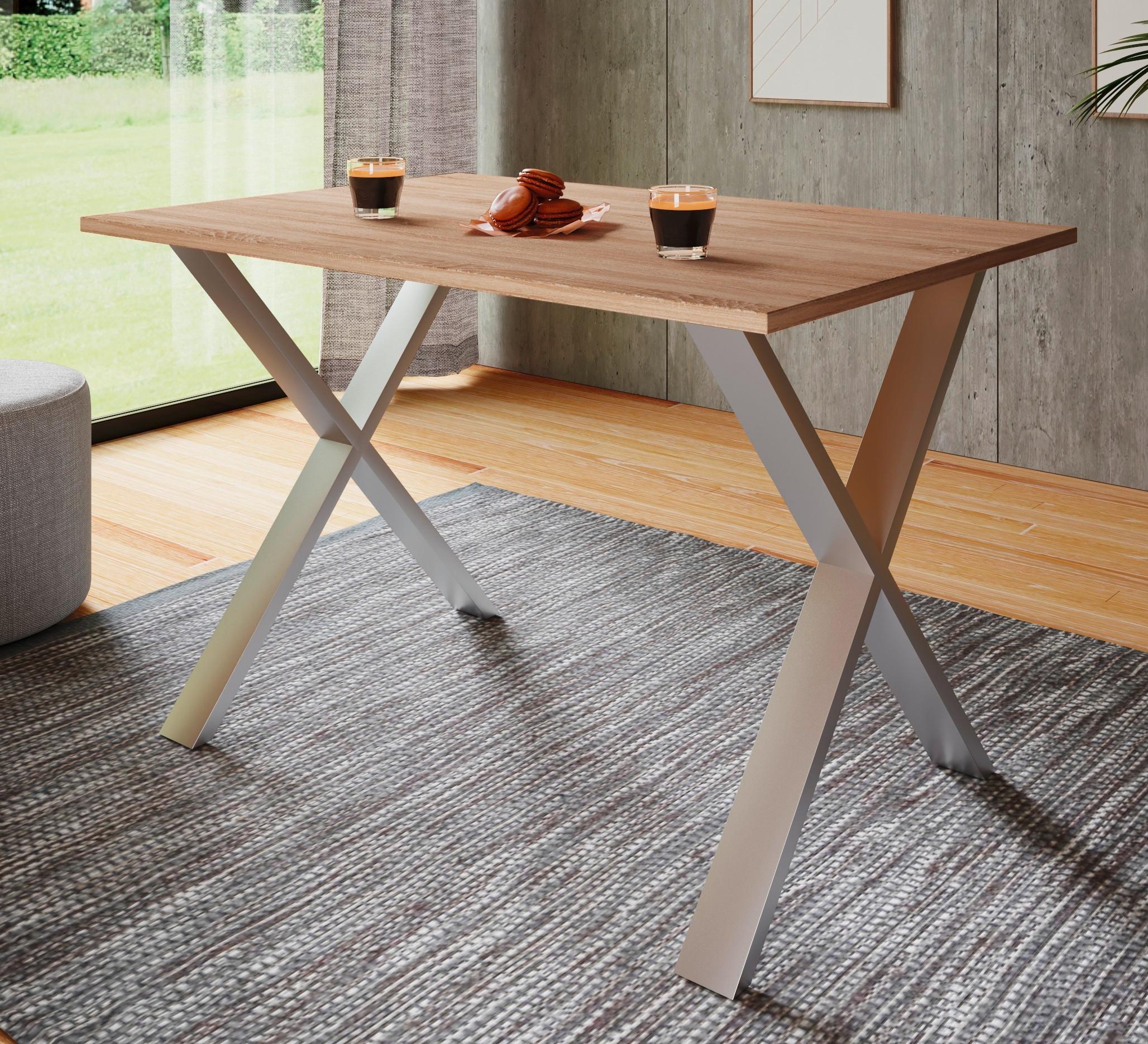 Schreibtisch Lona Silber/Eiche Dekor B: 160 cm - Silberfarben/Sonoma Eiche, Design (160/76/80cm) - MID.YOU