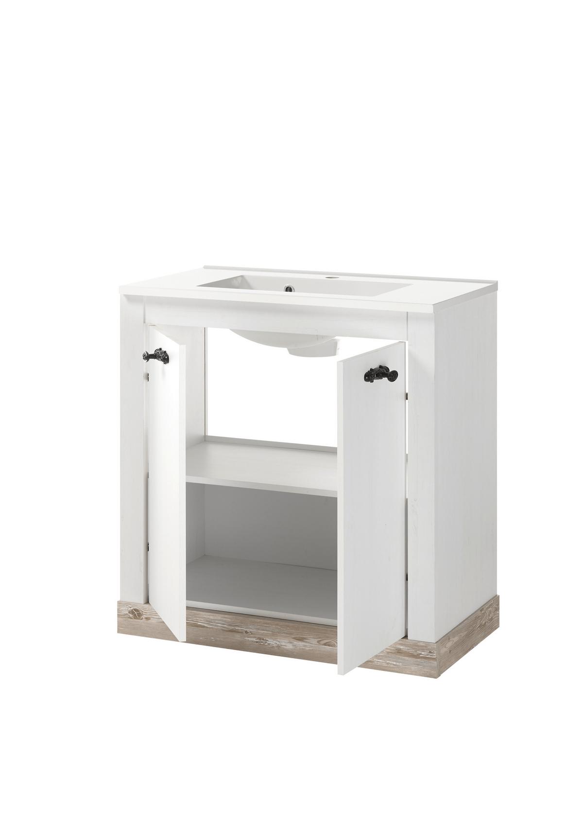 Waschtischkombi Florenz Pinienfarben B: 82cm - Weiß/Pinienfarben, Design, Naturmaterialien/Holzwerkstoff (82/85/47cm) - MID.YOU