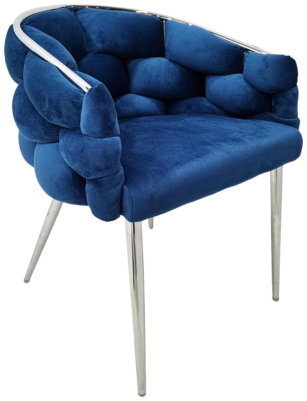 Sada židlí s područkami 2ks/sada - modrá/barvy stříbra, Moderní, kov/textil (65/79/61cm) - MID.YOU