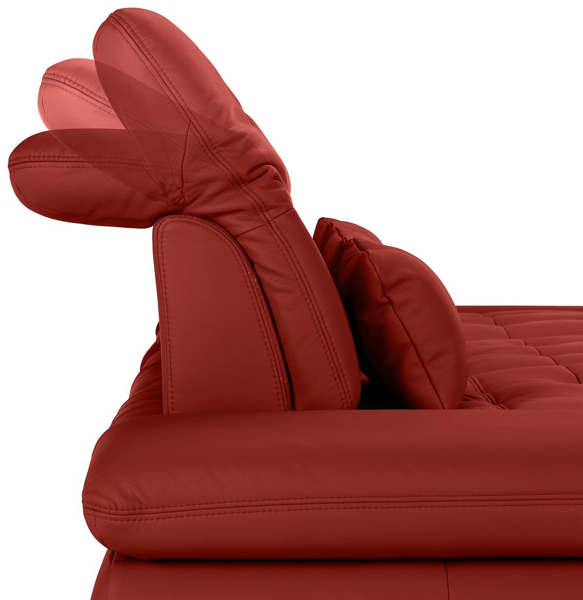 Rohová sedačka SANFINO, pravá, červená pravá kůže - barvy chromu/červená, Konvenční, kov/kůže (305/199cm) - Premium Living