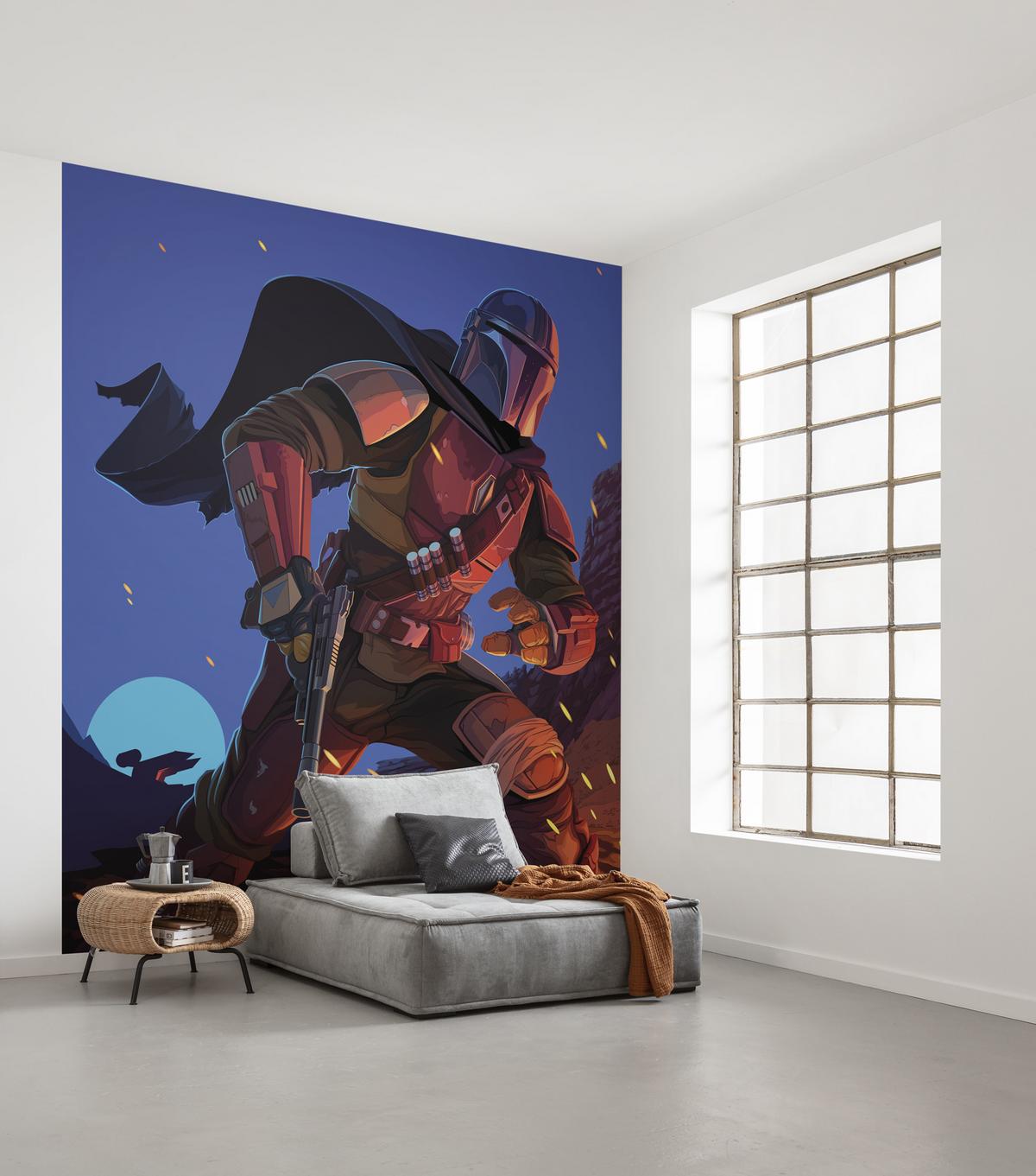 Fototapete The Mandalorian Big Ambush - Blau/Rot, Trend, Textil (250/280cm)
