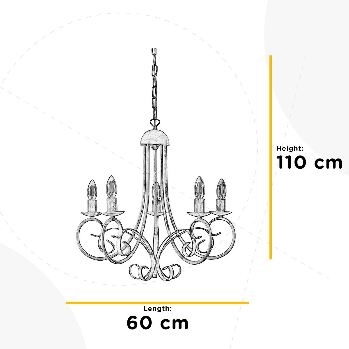 Kronleuchter 4885/5 - Weiß, KONVENTIONELL, Metall (60/110cm)