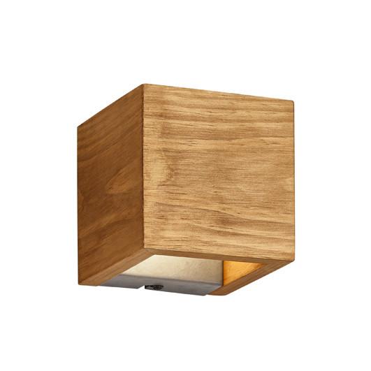Led-wandleuchte Brad, 1-Flammig, 3 Helligkeitsstufen - Nickelfarben, Natur, Holz/Metall (11/11/11cm) - Trio Leuchten