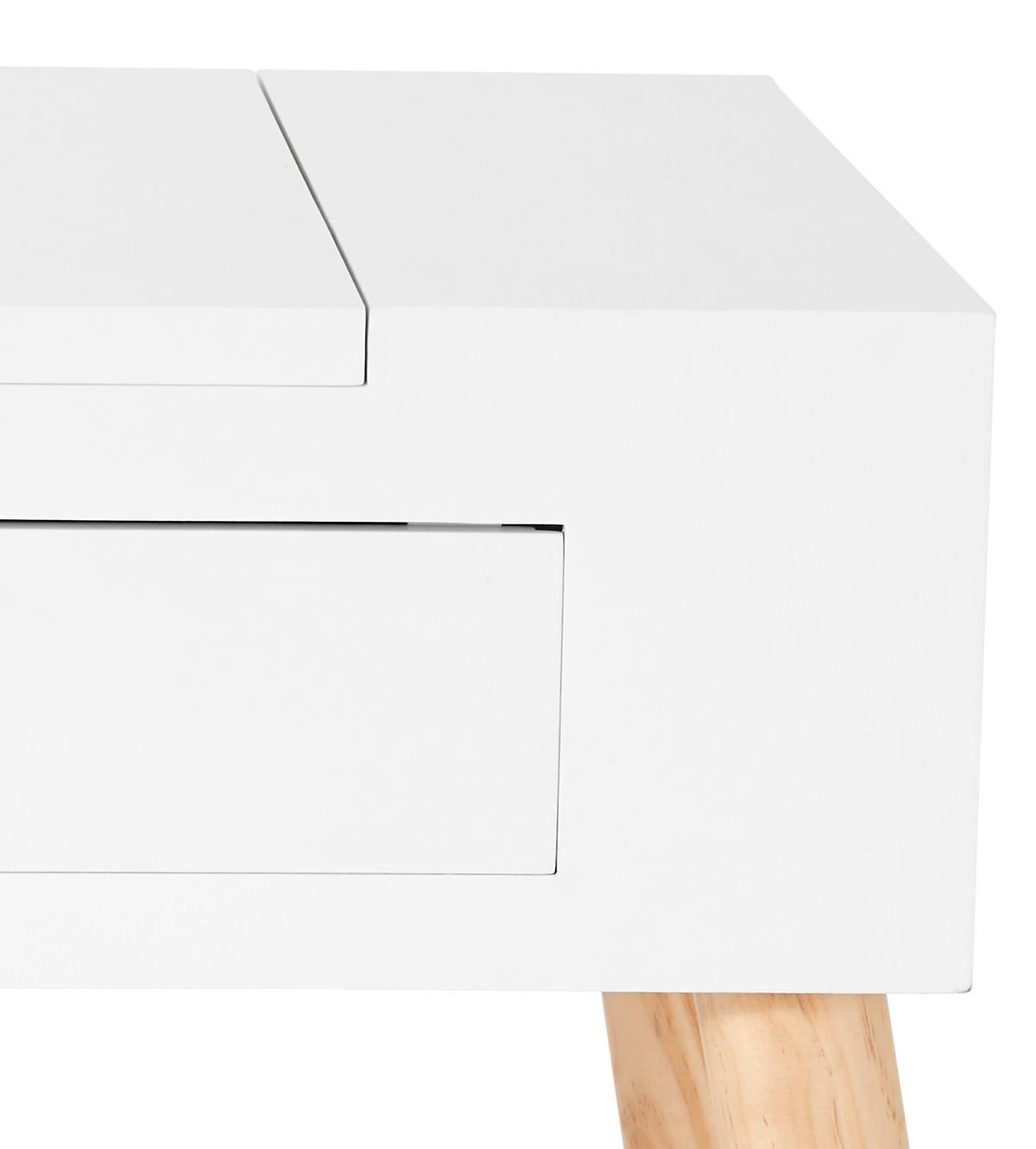 Schminktisch Stockholm Weiß B: 60 Cm Mit Lade + Spiegel - Naturfarben/Weiß, MODERN, Glas/Holz (60/75/40cm) - MID.YOU