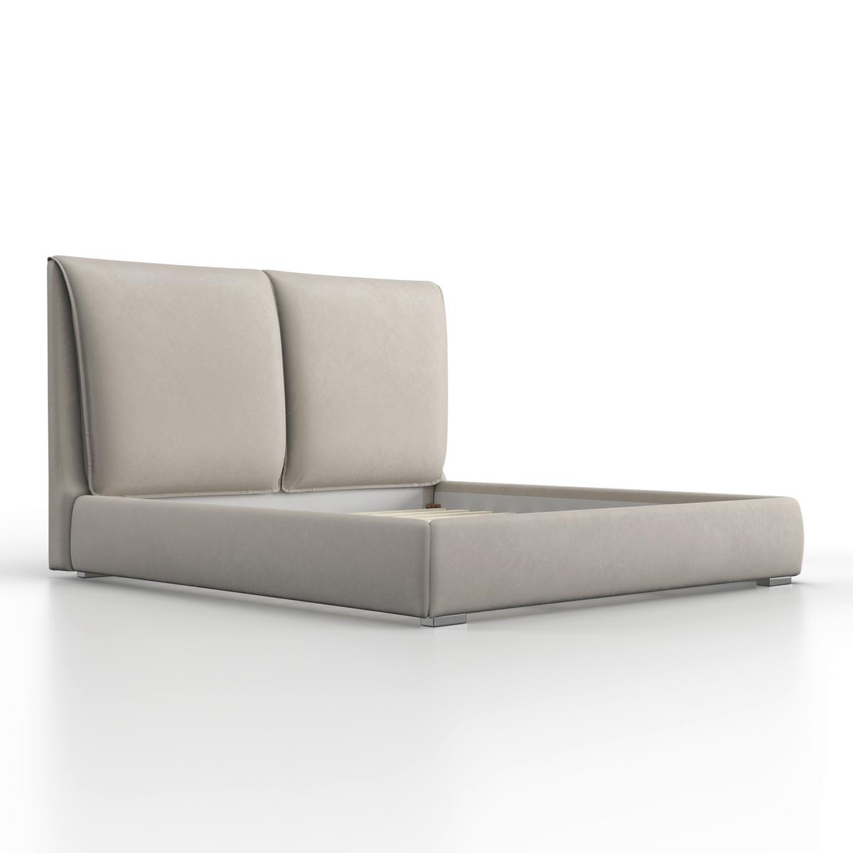 Čalouněná postel SOPHIE 180x200, béžová - barvy stříbra/světle šedá, Moderní, kov/dřevo (180/200cm) - Bessagi Home