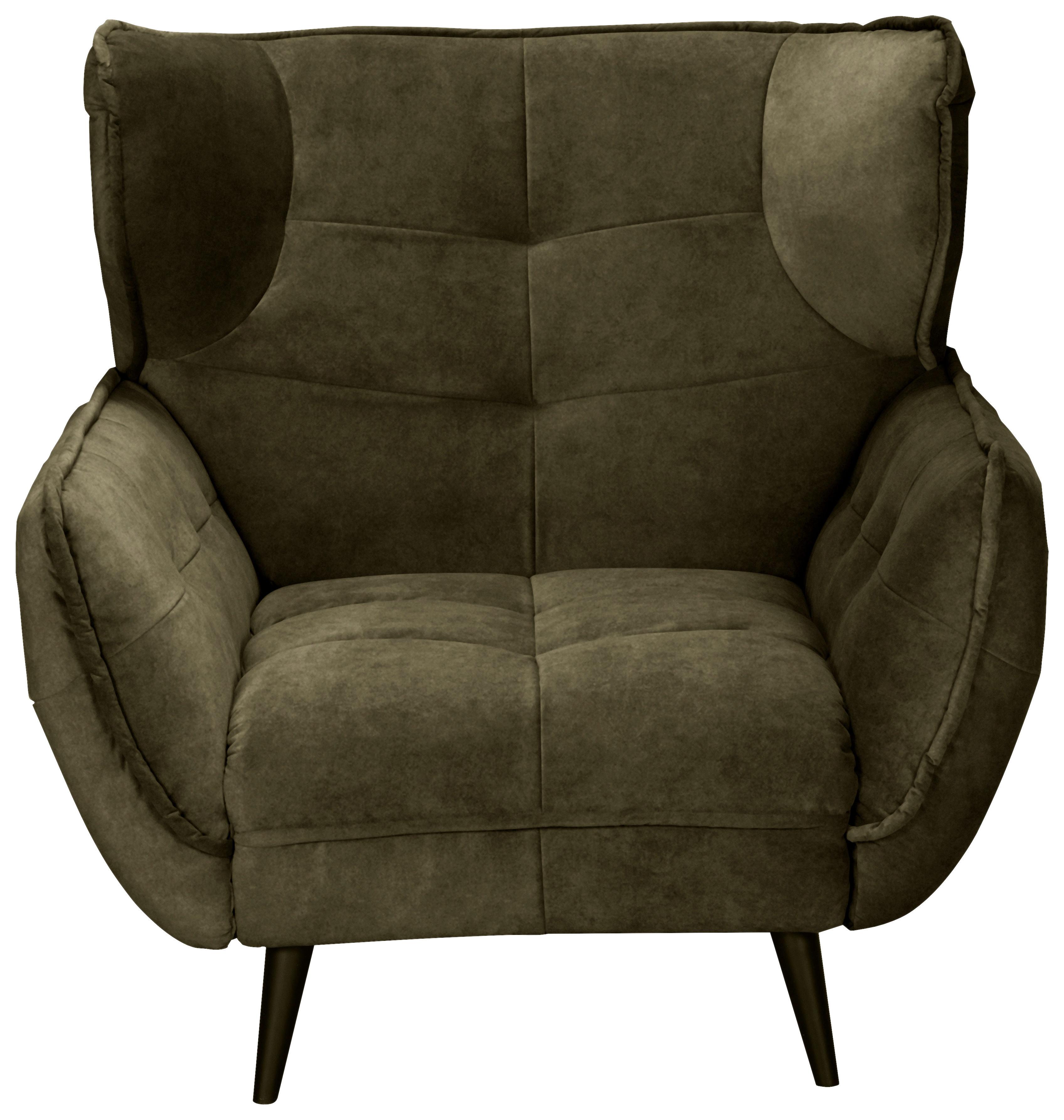 Křeslo Ariana - olivově zelená, Moderní, textil (80/105/98cm)