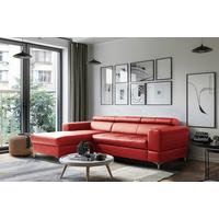 Ecksofa Torino Teilleder rot 173x247 - Rot/Schwarz, Design, Leder/Textil (173/247cm) - Livetastic