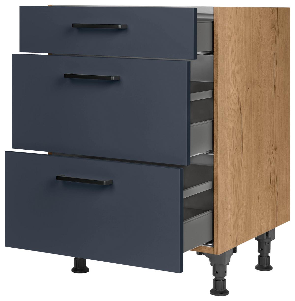 Schubkastenunterschrank Easytouch - Blau/Eichefarben, MODERN, Holzwerkstoff (60/87/56cm) - Nobilia