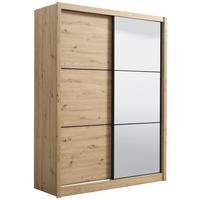 Tolóajtós Szekrény Navara 166/215,5 Cm - Artisan tölgy, Basics, faalapú anyag/Üveg (166/215,5/60cm)