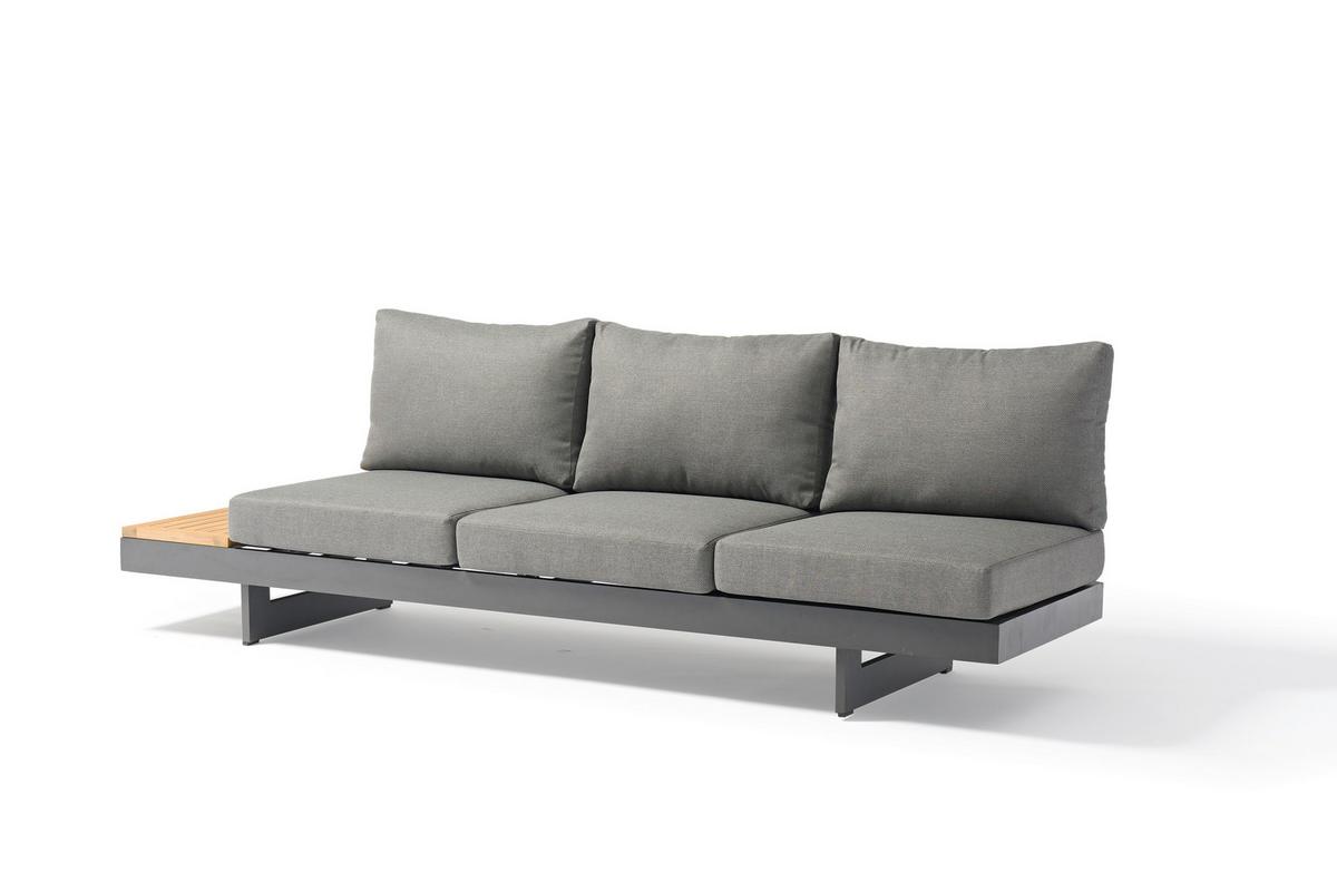 Loungegarnituren 4-Tlg. Holz/Metall - Anthrazit/Akaziefarben, Basics, Holz/Metall (245/70/78cm) - Gardenson