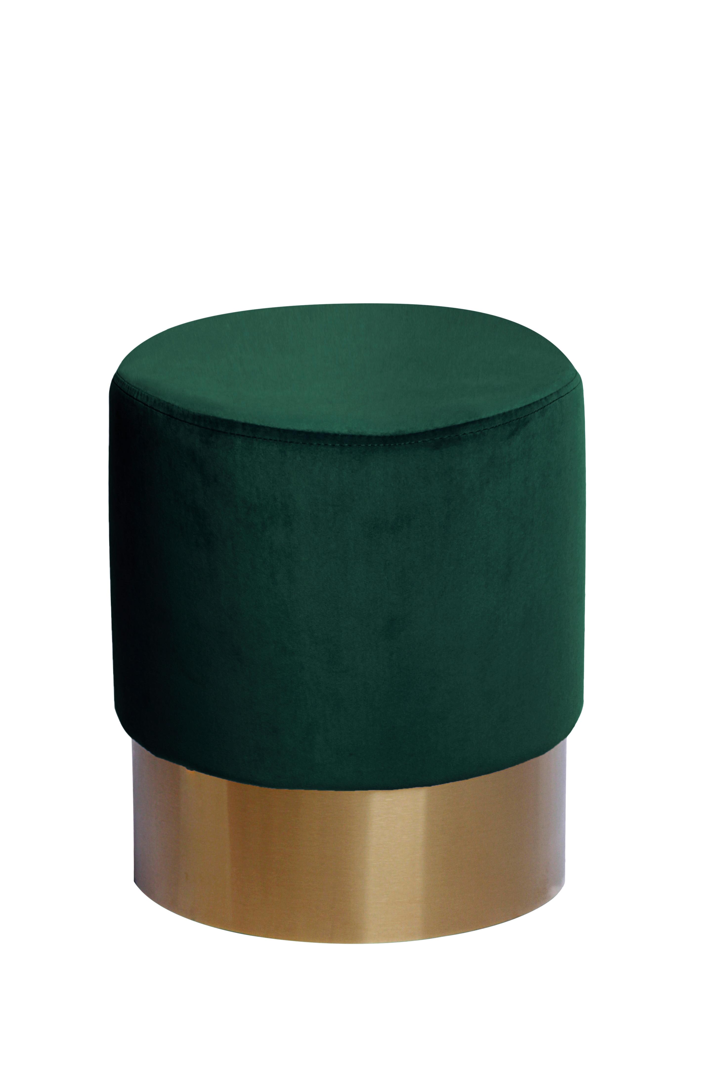 Hocker Nano Samt Dunkelgrün/ Goldfarben H: 42 cm - Dunkelgrün/Goldfarben, Basics, Holz/Holzwerkstoff (35/42cm) - Kayoom