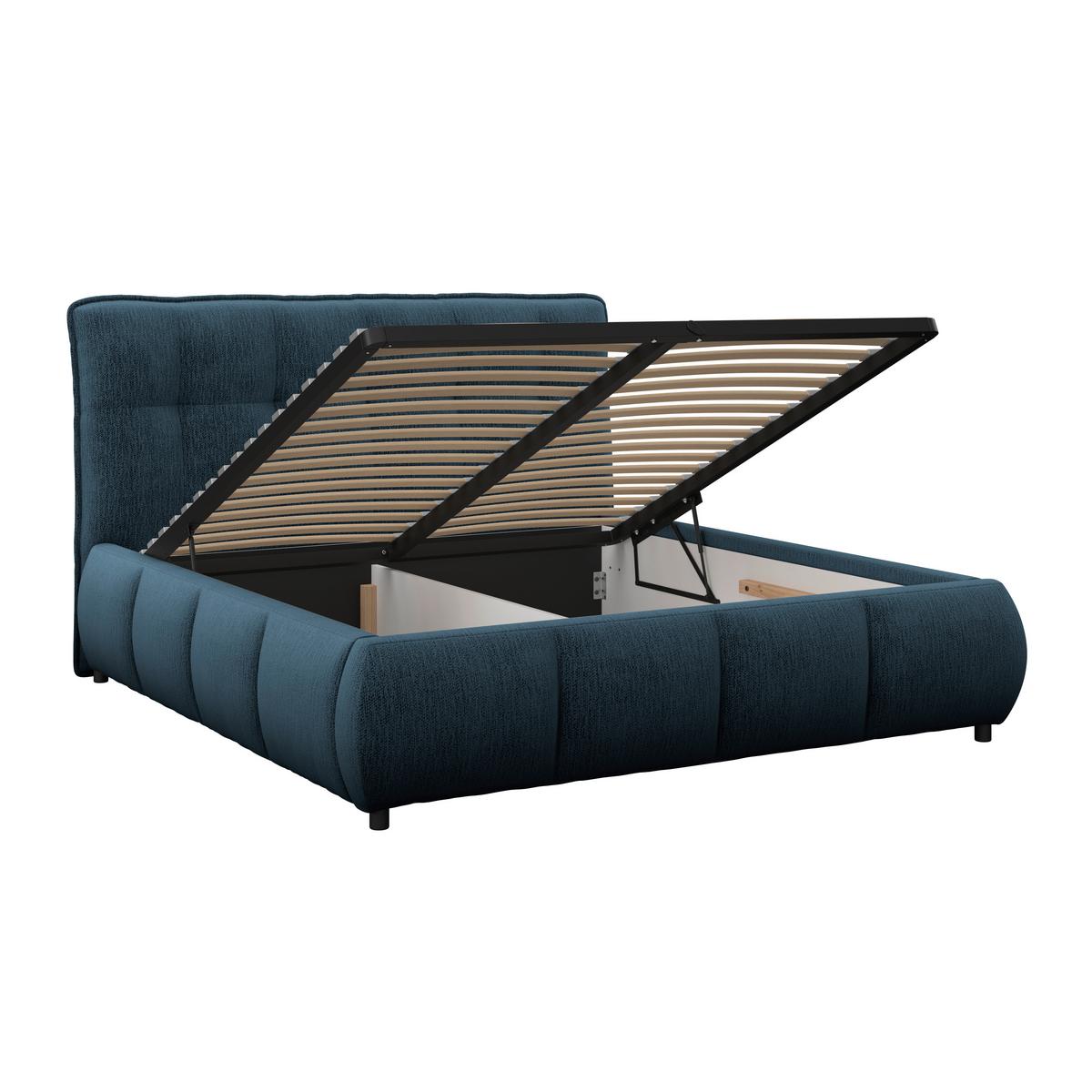 Polsterbett LIMO Dunkelblau 140x200 cm - Schwarz/Dunkelblau, KONVENTIONELL, Holz/Holzwerkstoff (140/200cm) - James Wood